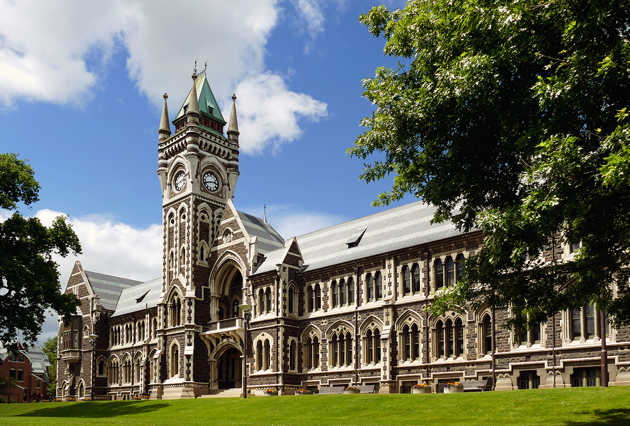 The University of Otago Clocktower building in Dunedin, New Zealand